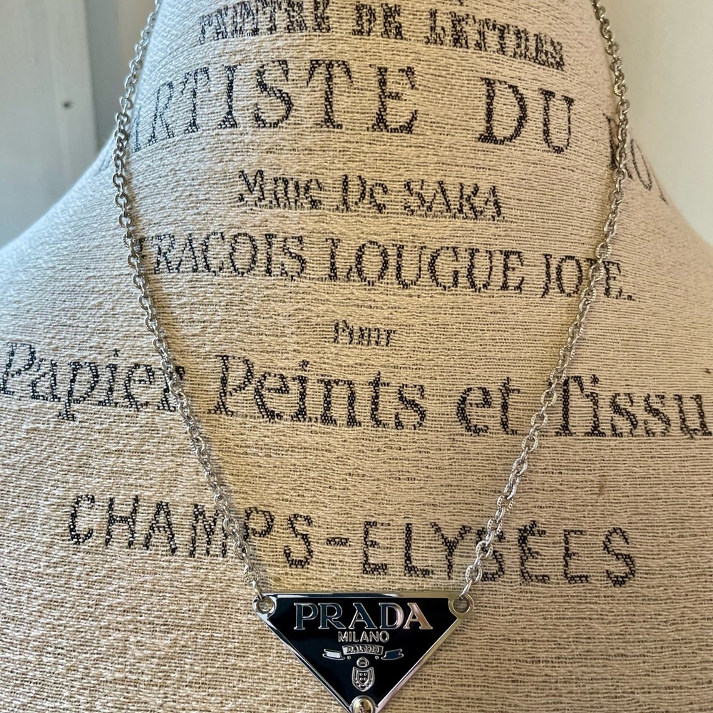 Prada Milano repurposed triangle logo necklace